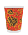 ДВУХСЛОЙНЫЙ БУМАЖНЫЙ СТАКАН 350МЛ "ХОХЛОМА"