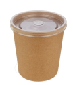 Картонная супница с  пластик. крышкой 340мл "крафт" (Eco Soup 12C E)
