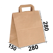 Бумажный крафт пакет с плоскими ручками 280/150/280