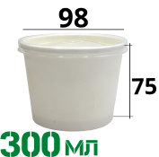 КАРТОННАЯ СУПНИЦА С ПЛАСТИК. КРЫШКОЙ 300МЛ "БЕЛАЯ"
