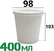 КАРТОННАЯ СУПНИЦА С ПЛАСТИК. КРЫШКОЙ 440МЛ "БЕЛАЯ"