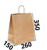 Бумажный крафт пакет с кручеными ручками 260/150/350 