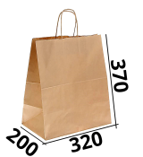 Бумажный крафт пакет с кручеными ручками 320/200/370