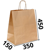 Бумажный крафт пакет с кручеными ручками 350/150/450