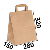 Бумажный крафт пакет с плоскими ручками 280/150/320