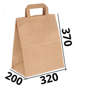Бумажный крафт пакет с плоскими ручками 320/200/370