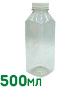 Бутылка 500мл "КВАДРАТ" с широким горлом (38мм)+крышка