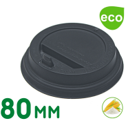 Биоразлагаемая крышка "ЧЕРНАЯ" 80мм (Кукурузный крахмал)