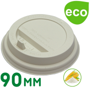 Биоразлагаемая крышка "БЕЛАЯ" 90мм (Кукурузный крахмал)