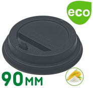 Биоразлагаемая крышка "ЧЕРНАЯ" 90мм (Кукурузный крахмал)