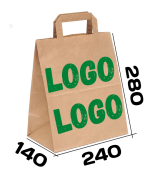 Бумажный пакет 240/140/280мм с логотипом,с одной стороны, 1 цв. 4000шт