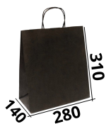 Бумажный крафт пакет "Черный" с кручеными ручками 280/140/310